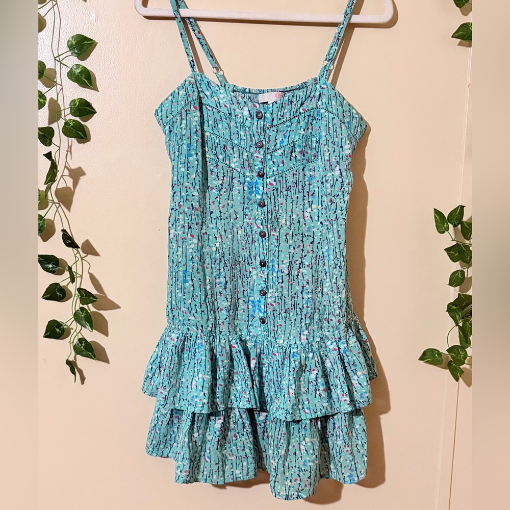 GB girls Light Blue Floral Smocked Mini Dress - Picture 2 of 9